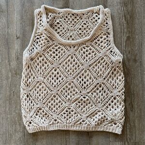 Beige Open Knit Tank